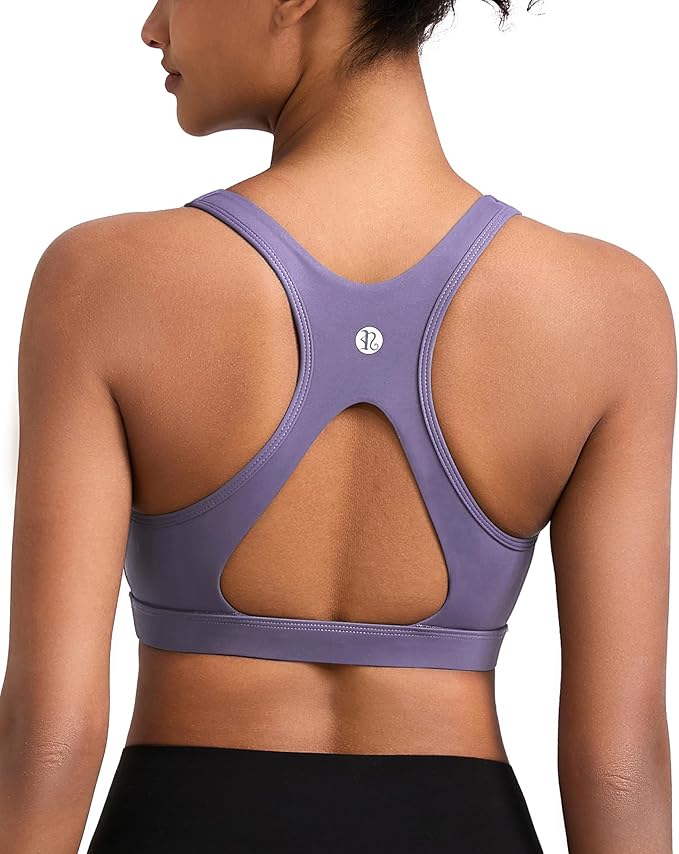 RUNNING GIRL High Impact Sports Bras for Women,Racerback Running Bra Workout Crop Tank Tops Longline Sports Bra Push up