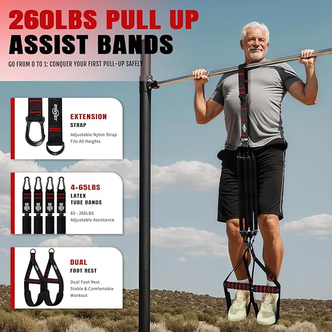 Pull Up Bands, Heavy Duty Resistance Bands with Handle, Workout Bands for Pull Up Bar, Pullup Assist Band Set for Exercise, Full Body Workout, Home Gym for Enhanced Strength, Muscle Training