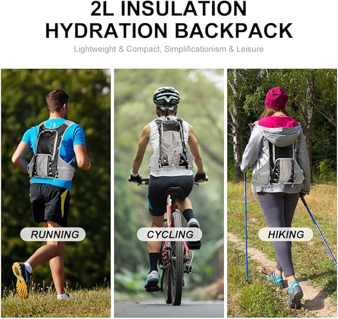 INOXTO Hydration Pack Backpack ,Water Backpack with 2L Leakproof Water Bladder, Running Hydration Vest for Man, Daypack for Cycling Motocross Climbing Trail Running