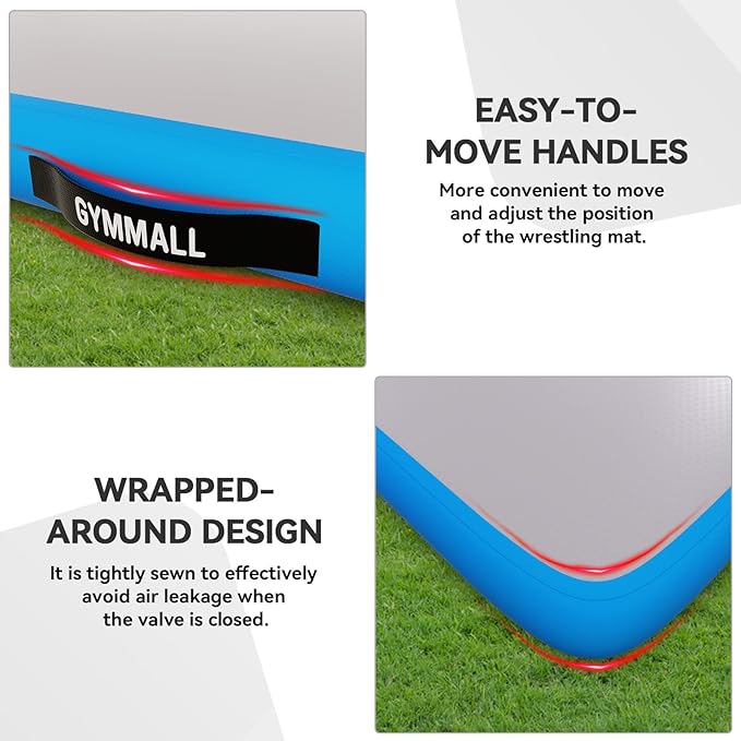 Wrestling Mat Inflatable 5FT/6.6FT/10FT/13FT/16.5FT, Foldable 4" Thick Jiu Jitsu Mats for Home Outdoor Indoor, Waterproof PVC Mat for Gymnastics, Water Yoga, PE Training, BJJ, MMA, Grappling