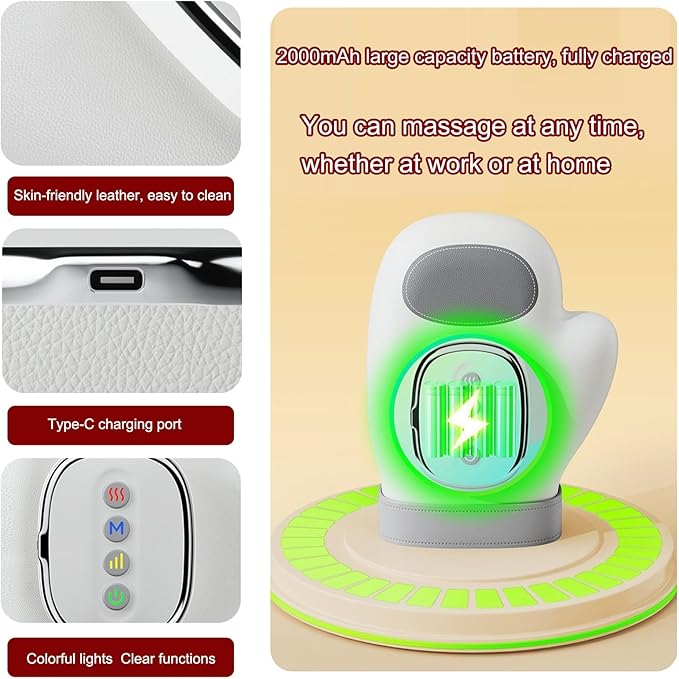 EGH Hand Massager with Heat and Compression – 14 Airbags, 3 Modes & 5 Intensities, Wireless Rechargeable Portable Wrist & Finger Massager, Gift for Women/Men (Gray)