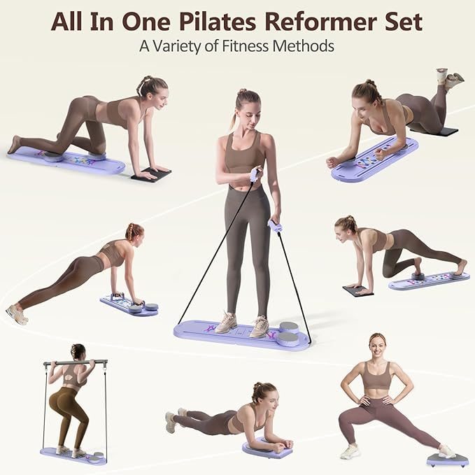 Pilates Board Pilates Reformer Set - Multifunctional Home Workout Board for Core & Abdominal Training,Portable Pilates Equipment for Women & Beginners
