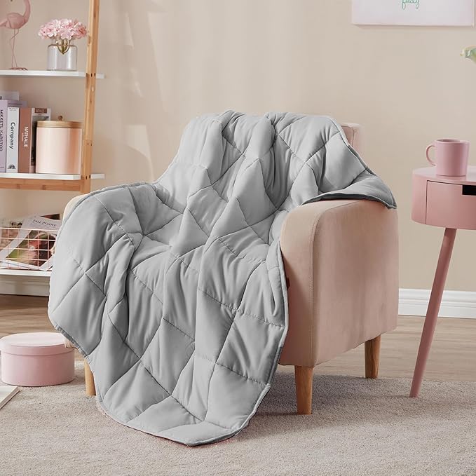 Weighted Blanket Kids (40"x60" 7lbs),Ultra Soft and Cozy Cooling Weighted Blanket Kids,Heavy Blanket with Machine Washable Soft Blanket, Stone Grey