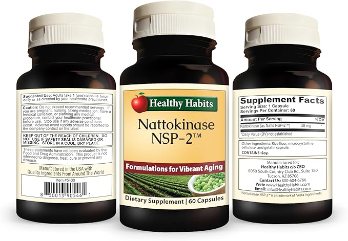 Healthy Habits Nattokinase NSP2 High Potency Cardiovascular Health Supplement 60 Count