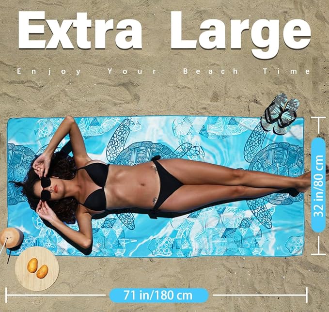 6 Pack Microfiber Lightweight Beach Towel Sand Free Quick Dry Absorbent Thin Compact Towels for Swimming Pool Camping Beach Accessories Large Easy Pack Travel Things for Vacation Essentials Gift