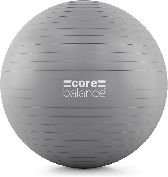 Core Balance Exercise Ball for Workouts, Anti-Burst and Slip Resistant, Swiss Yoga Ball for Pregnancy, Stability, Fitness and Physical Therapy, 4 Sizes, with Pump