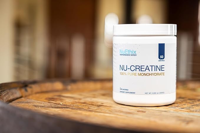 Nu-Creatine Pure Monohydrate to Support Muscle Growth & Recovery - Supports Cognitive Function - Maximize Your Performance and Workout - 5g per Serving - 50 Servings