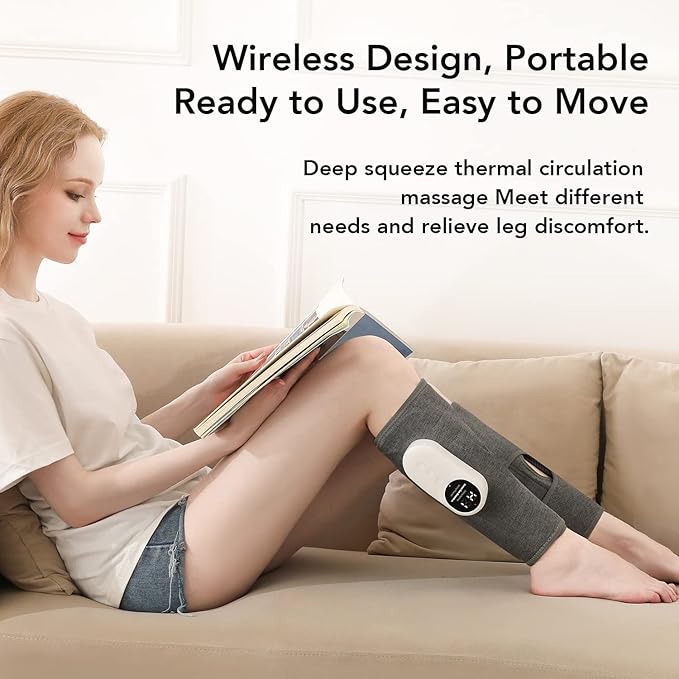 Leg Massager for Circulation and Pain Relief, Calf Air Compression Massager with Heat, Leg Massager with 3 Intensities, 3 Modes, Easy to use, Muscle Relaxation, Gifts (Pair)