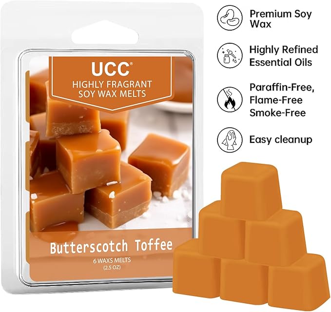 UCC Plant Based All Natural Fall Wax Melts, Highly Scented Fragrances, Long Lasting Premium Soy Scented Melts Cubes, Wax Melts Tarts, Colored Wax Melt - 4 Pack