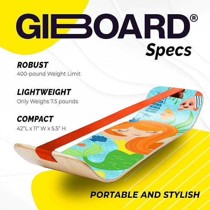 GIBBON SlackBoard - GiBoard Balance Board Kids & Adults - Slackline Balance Trainer - Slack Board Core Workout Equipment Home Gym Training - Standing Desk Exercise - Yoga, Agility, Pilates & More