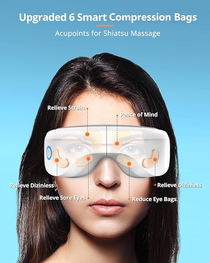 Eye Massager with Heat, Heated Eye Mask with Bluetooth Music, Face Massager, Mask for Migraine & Headache Relief, Improved Sleep, Birthday Gifts for Mom Dad Women Men Her Him
