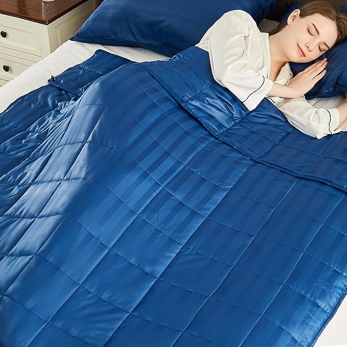 Weighted Blanket Queen Size (60"x80" 17lbs),Ultra Soft and Cozy Cooling Weighted Blanket Queen Size for Adult,Heavy Blanket with Machine Washable Soft Blanket, Navy Blue
