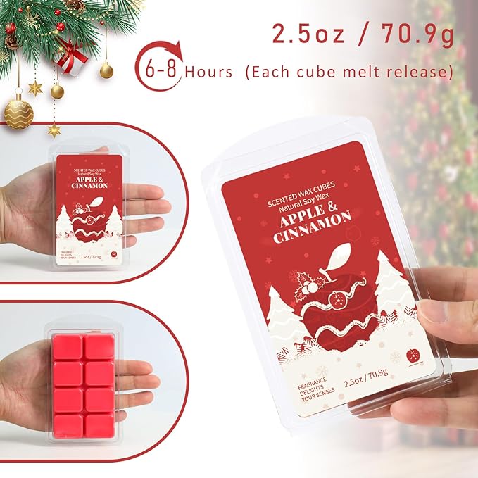 SCENTORINI Christmas Wax Melts, Scented Wax Melts, Wax Melts for Candle Making, Cedar Wood, Ginger Bread, Vanilla Cake, Apple & Cinnamon, 8 x2.5 oz