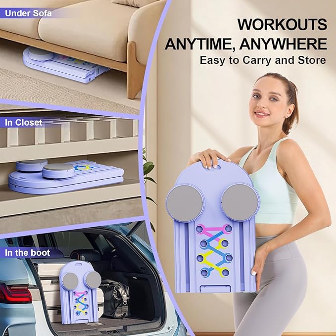 Pilates Reformer Set - Foldable Sliding Reformer, Pilates Board for Home Workout, Portable Abdominal Core Trainer Pilates Reformer Board - Full Body Workout Equipment for Home