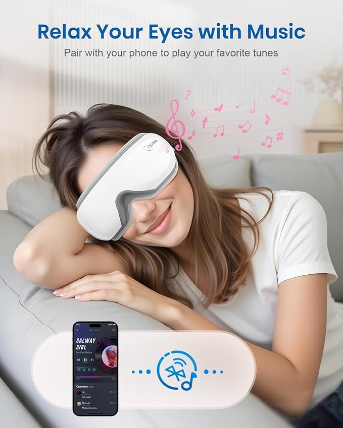 cotsoco Eye Massager with Heat, Remote, and Compression, Adjustable Foldable Sleep Mask for Relaxing Eyes and Better Sleep, Migraine Relief Device, Birthday Gifts for Women Men Her Him