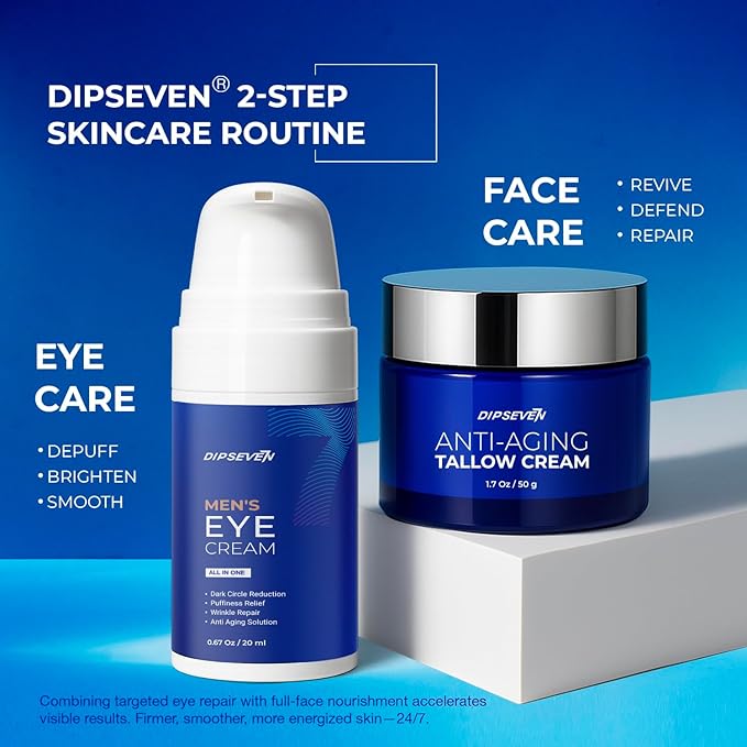 6 in 1 Face Cream with Beef Tallow: 6 in 1 Mens Face Moisturizer, Mens Face Tallow Cream Anti Aging - Eye Bags Treatment & Wrinkle Cream for Men 1.7 oz
