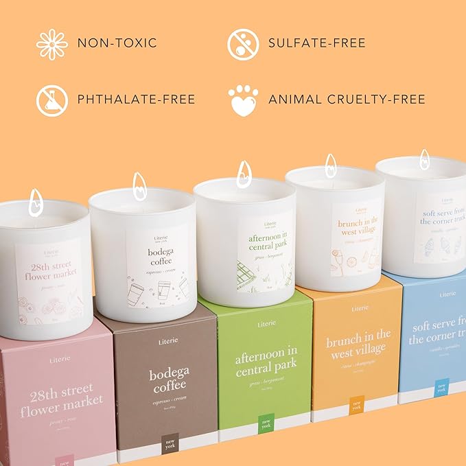 Literie NYC Inspired Scented Candle: I Have A House in The Hamptons - Rosé & Melon Scent, 9oz, 50 Hour Burn, Vegan Soy & Coconut Blend Candle for Home Decor, Gift for Women & Men