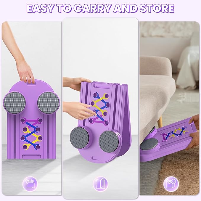 Portable Pilates Reformer Board, Professional Foldable Multi-Purpose Pilates Board for Full Body Workout, Home Pilates Training Equipment Sliding Board, Lavender Purple