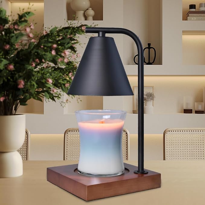SOKCVSEA Candle Warmer Lamp - Birthday Gifts for Women Mom, Candle Lamp Warmer with Dimmable, House Warming Gifts New Home Decor, Wax Melt Candle Warmer with 2 Bulbs 2-Black