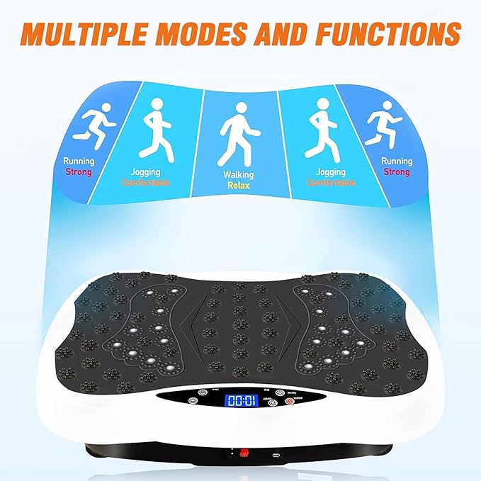 ALSO GO Vibration Plate Exercise Machine, 120-Level & 3 Workout Modes Vibration Board for Weight Loss/Lymphatic Drainage, 400lbs Capacity with Resistance Bands, Full Body Platform for Home Fitness