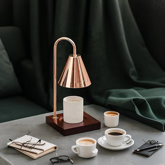 Candle Warmer Lamp with Timer-Electric, Home Decor, Dimmable Candle Light Warmer,House Warming Gifts New Home, Christmas Gifts for Women,Wax Melt Warmer for Jar Candles (Rose Gold)