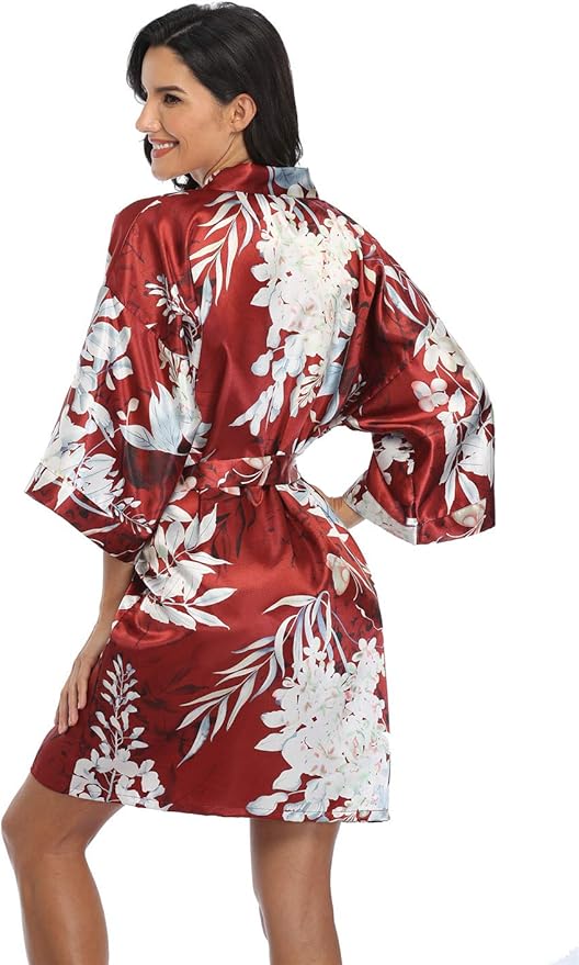 Women's Pure Short Silky Robes Bridesmaid Bride Party Satin Robes Sleepwear