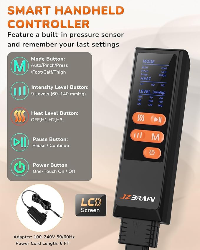 Leg Massager with Heat and Compression : Sequential Compression Boots with 6 Modes, 9 Intensity and 3 Heat – Leg Massager for Circulation and Pain Relief - Gifts for Mom,Dad,Seniors,Him,Her