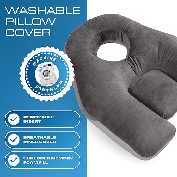 Kolbs Face Down Pillow After Eye Surgery Vitrectomy 2 Sided Warm or Cool. Prone Massage Face Down Pillows BBL After Surgery Stomach Sleeping Memory Foam Washable Cover