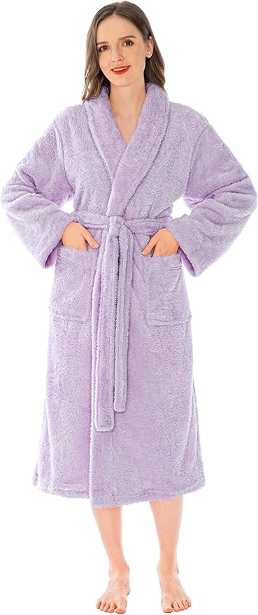 PAVILIA Premium Womens Plush Soft Robe Fluffy, Warm, Fleece Sherpa Shaggy Bathrobe