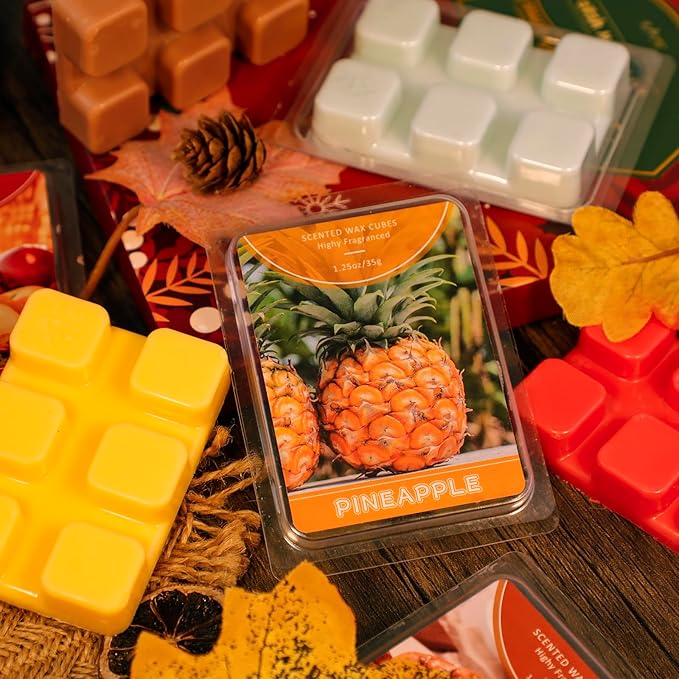 SCENTORINI Wax Melts, Pineapple Fragrance, Wax Melts Wax Cubes, Natural Soy Wax, 4 Pack, for Candle Making, Wax Warmer