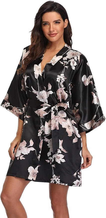 Women's Pure Short Silky Robes Bridesmaid Bride Party Satin Robes Sleepwear