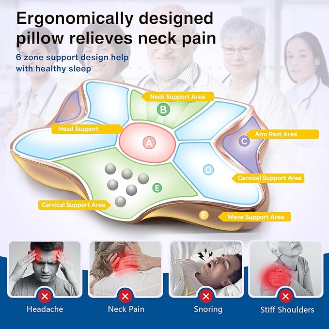 Pain Relief Cooling Pillow for Neck Support Adjustable Cervical Pillow Side Sleeping Memory Foam with Super Soft and Cooling Satin Pillowcase Pink