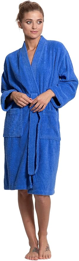 Turkuoise Soft & Absorbent Towel Robe, 100% Cotton Turkish Terry Cloth Kimono Bathrobes for Women