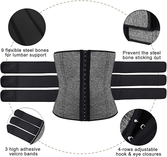 Hidyliu Mens Workout Waist Trainer Neoprene Corset Sauna Sweat Trimmer Cincher Slimming Belly with Belts
