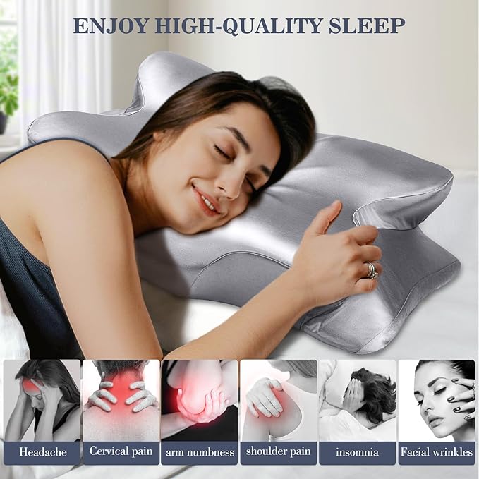 CCidea Ergonomic Contour Memory Foam Pillow for Side Sleepers, Breathable Cervical Support Pillow with Removable Cover