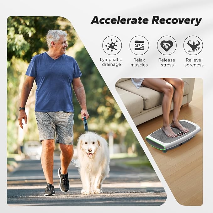 MERACH Vibration Plate Exercise Machine, 3D & 4D Vibration Plate for Lymphatic Drainage Weight Loss with 2 Tension Ropes, Whole Body Vibration Platform for Women Men, Exercise Equipment for Home
