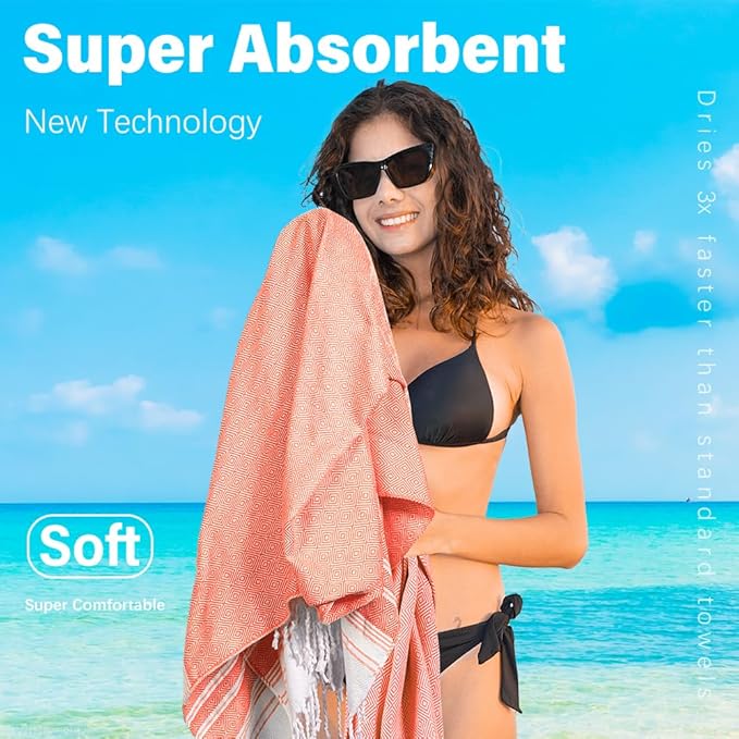 Thin Turkish Beach Towel Lightweight Quick Dry Absorbent Cotton Bathroom Bath Pool Swim Towels Extra Large Oversized Sand Free Beach Accessories Essentials Cloud Gifts for Adult