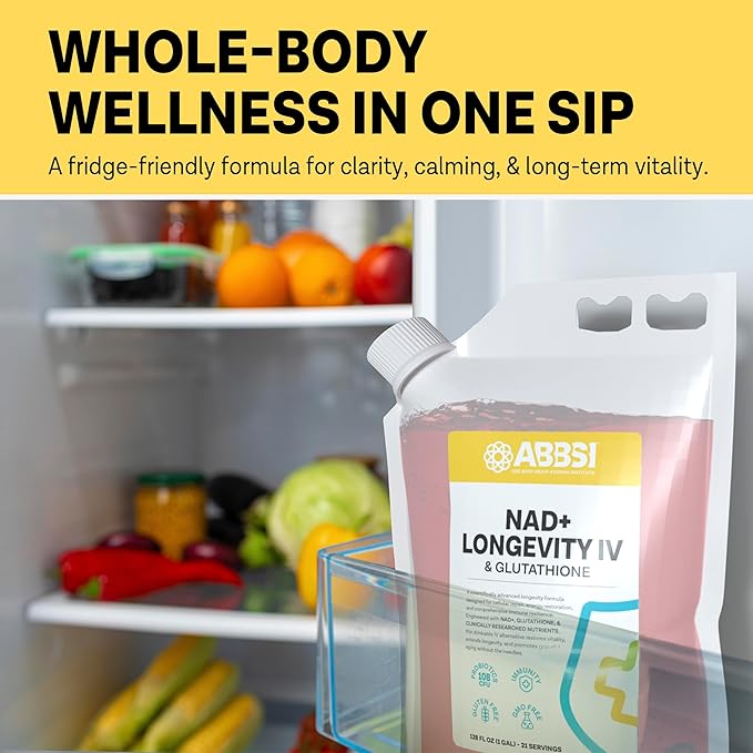 NAD+ Longevity & Glutathione Powder – 1 Gallon Bulk Supplement – Cellular Energy, Detox & Anti-Aging Support – Vegan, Non-GMO, Berry Citrus Drink Mix – Just Add Water