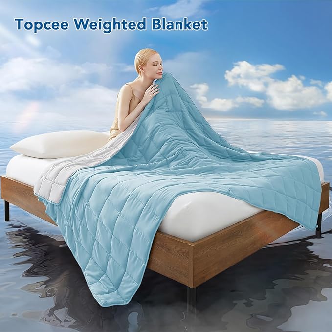 Topcee Weighted Blanket (20lbs 80"x87" King Size) Soft Cooling Heavy Blanket Sleeping, Apply to 190-210 lbs Body, Thick Breathable Blanket with Glass Bead, Easy Care