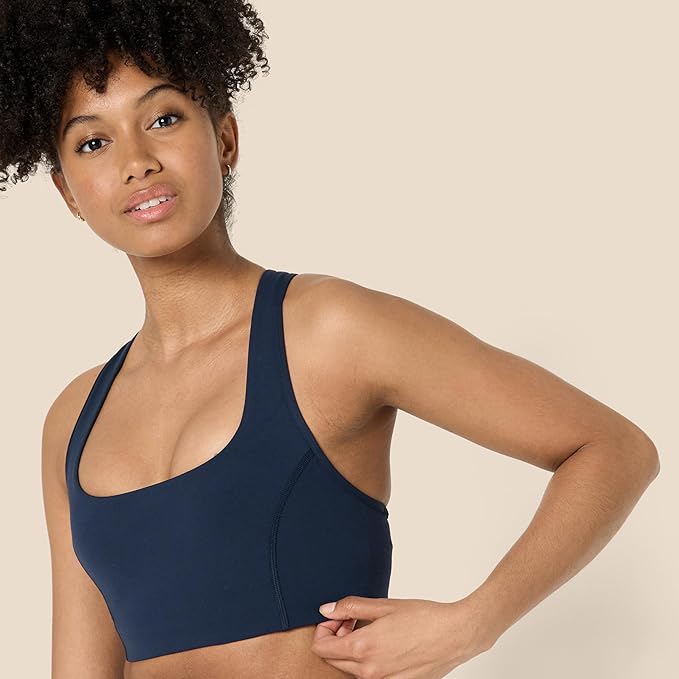 Amazon Essentials Women's Active FormFlex Buttery Soft Light Support Square Neck Racerback Sports Bra