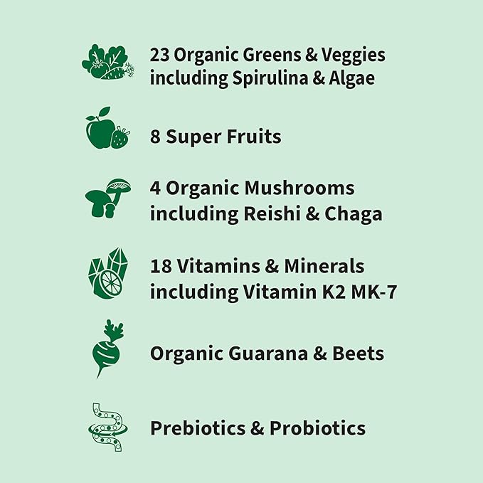 Garden of Life Sport Nutrition Greens and Superfoods Powder for Women and Men - Apple Berry, Organic Blend - Spirulina, Fruit, Vitamins, Pre & Probiotics, Mushrooms, Athletic Supplements, 30 Servings