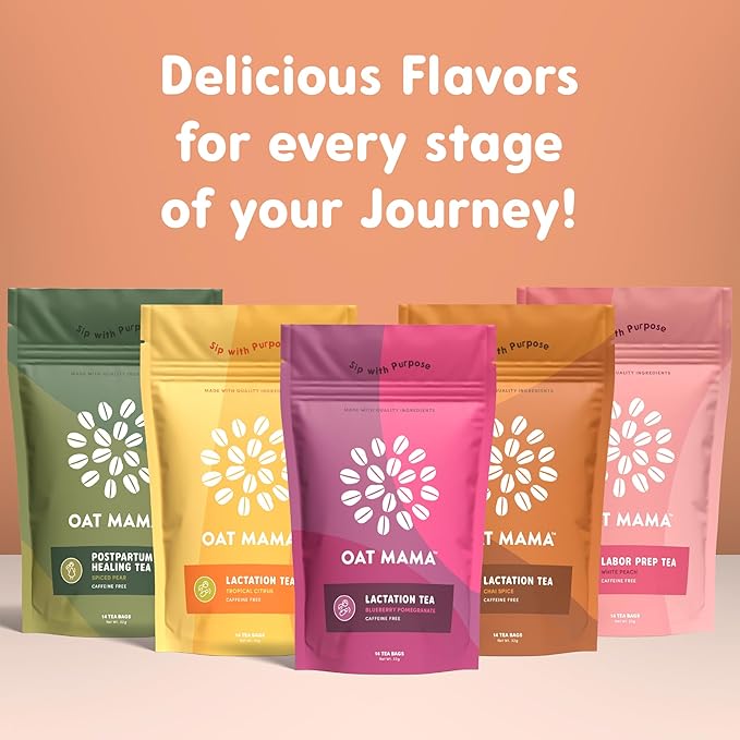 Oat Mama Lactation Tea for Breastfeeding Moms - Chai Spice | Breastfeeding Essentials for Milk Supply Increase | Organic Lactation Support & Postpartum Recovery