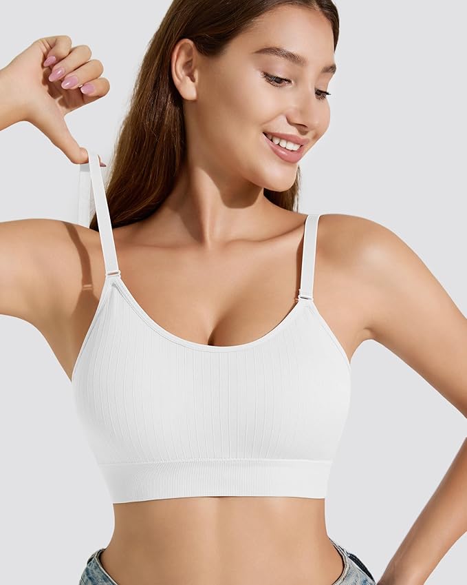 Padded Bralette Sports Bras for Women Pack No Underwire Adjustable Straps Low Back Bra Sleep Bras Lounge Bras for Women
