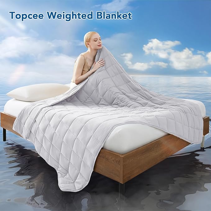 Topcee Weighted Blanket for Adults (15lbs 48"x72"), Minky Dots Heavy Blanket for Woman, Man Sleeping, Soft, Cozy and Cooling Weighted Throw Blankets, Machine Washable, Grey
