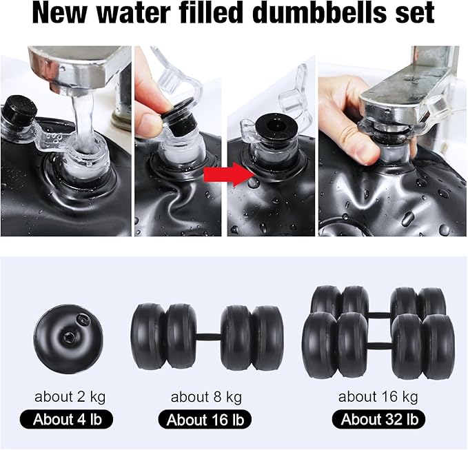 Water Filled Dumbbells Set - Water Filled Weights - Portable Travel Weights - Weights Adjustable Dumbbells - Portable Fitness Equipment - Strength Training - Fitness and Shaping