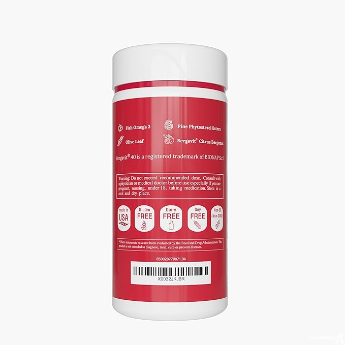 UpNourish Plant Sterols Citrus Bergamot Supplement with CoQ10, Omega 3, Olive Leaf, Turmeric Curcumin, Black Garlic and Niacin - 120 Softgels