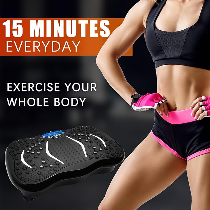 Vibration Plate Exercise Machine with Remote Control, Whole Body Workout Vibration Platform , Lymphatic Drainage Machine for Weight Loss Shaping Toning Wellness Home Gyms Workout