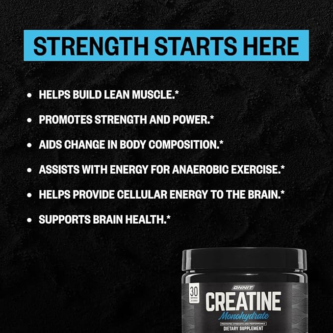 ONNIT Creatine Monohydrate Powder – 5g Premium Creatine for Muscle Strength, Power & Lean Mass, Supports Brain Health & Cellular Energy, Unflavored, 30 Servings, 5.29 oz (2-Pack)