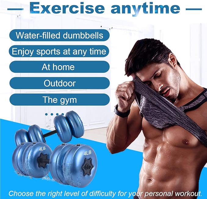 Water Filled Dumbbells Set - Water Filled Weights - Portable Travel Weights - Weights Adjustable Dumbbells - Portable Fitness Equipment - Strength Training - Fitness and Shaping