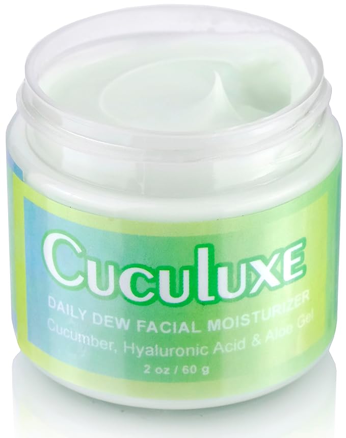Beesaluxe Cuculuxe Daily Dew Facial Moisturizer – Hydrating Face Cream with Cucumber, Hyaluronic Acid & Aloe – Gentle Daily Moisturizer for Sensitive Skin